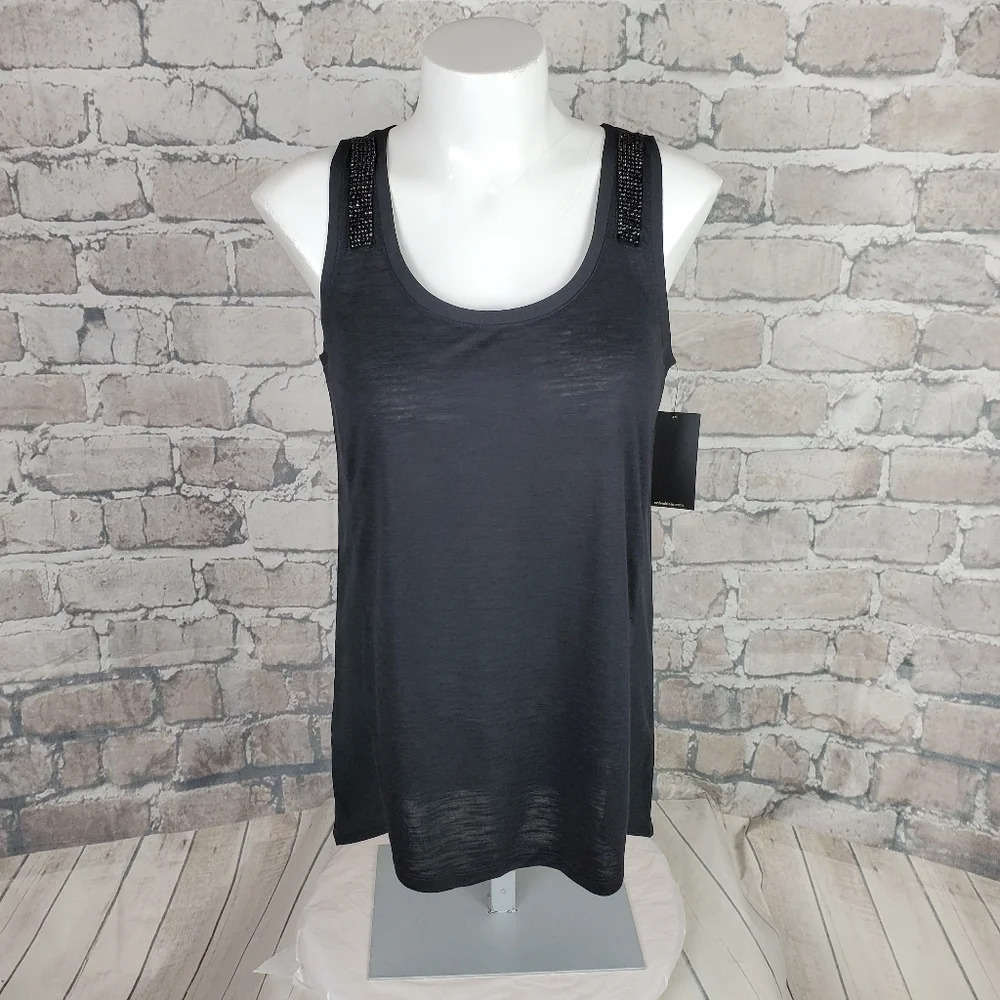 Calvin Klein Dressy Tank XS Black Bead Accent